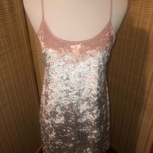 Victoria's Secret Pale Pink Crushed Velvet Spaghetti Slip Dress Sleep Gown XS/S